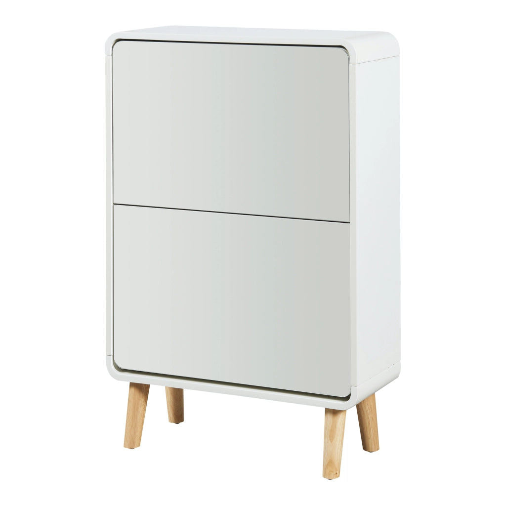 Scarpiera Aure con Ante a Specchio e 2 Contenitori Ribaltabili 96 x 63 x 24 cm Bianco [en.casa]