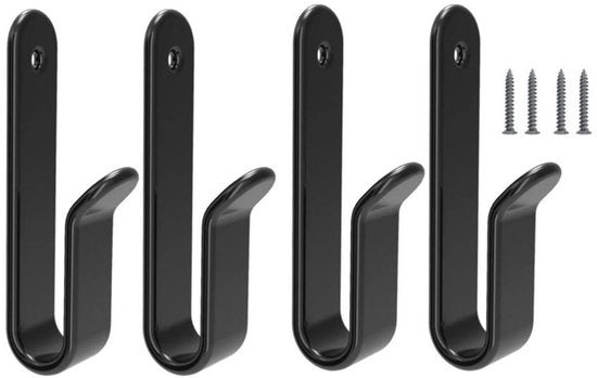 Set di 4 chiodi da appendere - Chiodo da appendere da fissare al muro - Hanger metallico singolo - Chiodo da appendere con viti - Chiodo da appendere da fissare al muro doppio - Hanger metallico robusto - Adatto per bagno/camera da letto (nero)