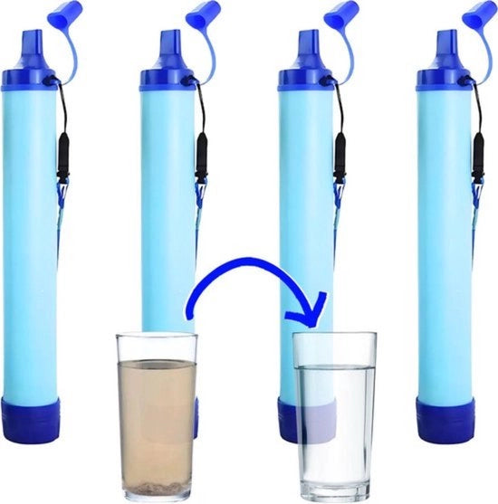 Set di 4 Filtri - 21,5*3,3cm - Sistema di Purificazione dell'Acqua - Per Kit di Emergenza e Situazioni di Necessità - Purificatore d'Acqua per Campeggio all'Aperto - Filtratore per la Vita nel Wilderness - Purificatore d'Acqua per l'Uso all'Aperto