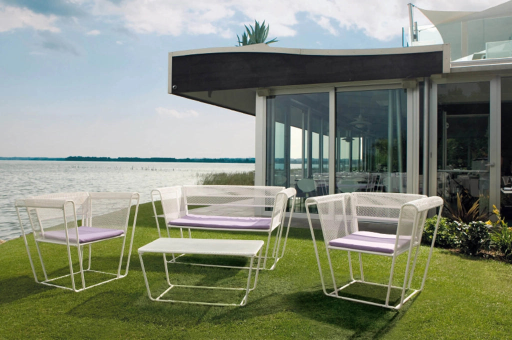 Set da Giardino Divano 2 Poltrone e Tavolino in rete Stirata Ranieri Royal