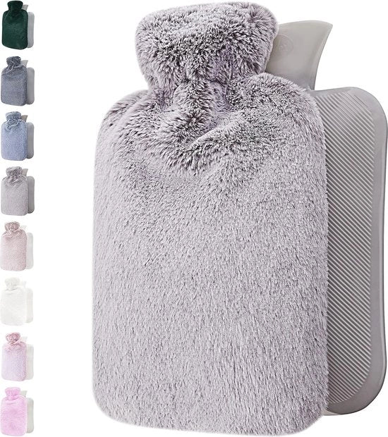 Bottiglia di acqua calda con morbido cuscino - Allevia il dolore alla schiena, collo e spalle - 1,8 L - Ideale regalo per donne e bambini