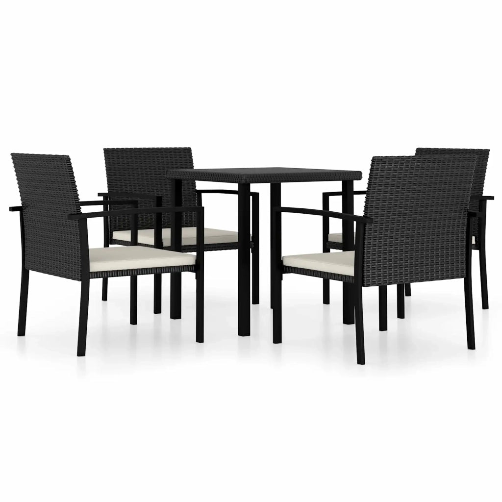 Set da Pranzo da Giardino 5 pz in Polyrattan Nero 3065706