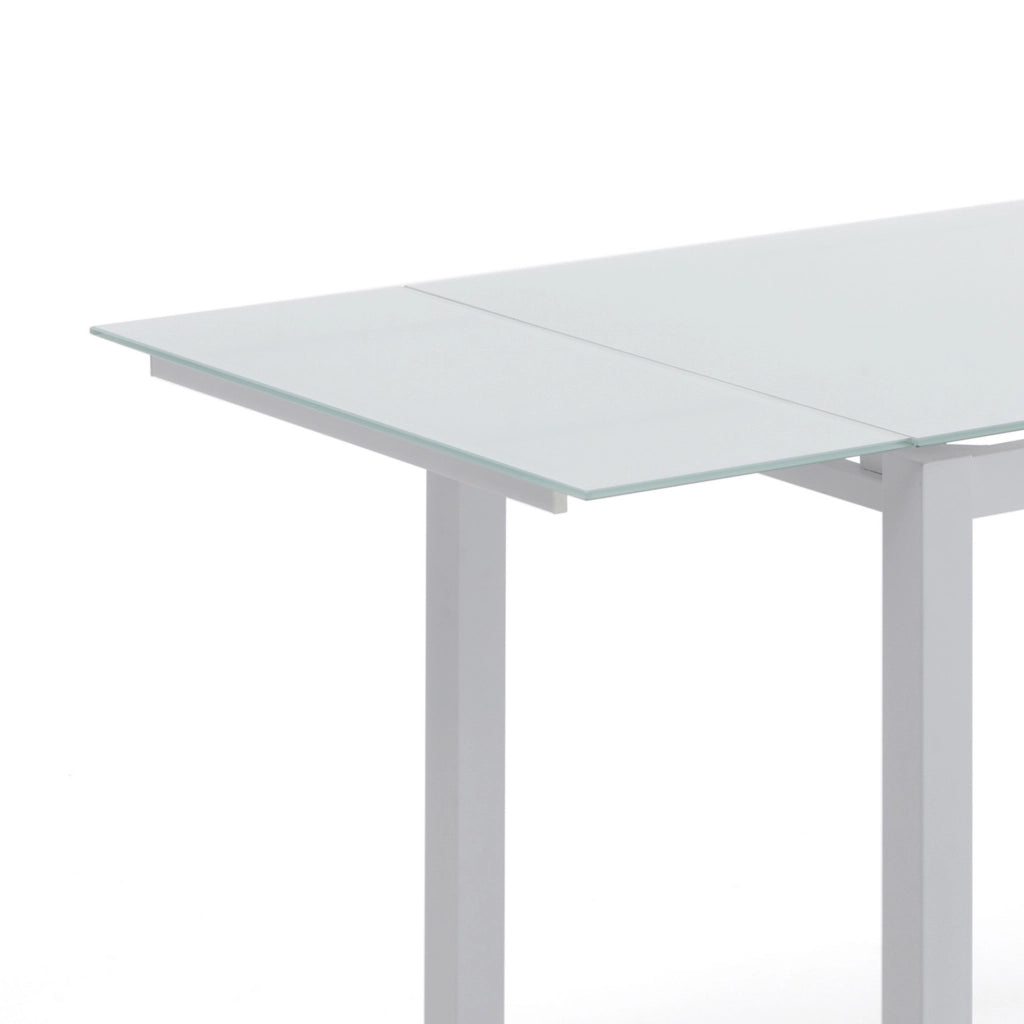 Tavolo allungabile in vetro temprato bianco cm. H.76 x L.110 x P.70