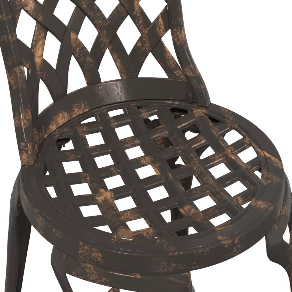 Sedie da giardino  2 pz in alluminio fuso bronzo
