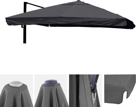 Vergheglio per ombrellone MCW-A96 con coperchio, ombrellone, 3x4m (Ø5m) poliestere 4kg ~ antracite
