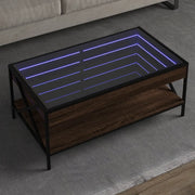 Tavolino da Salotto con LED Infinity-Tavolino da soggiorno Rovere Marrone 90x50x38 cm