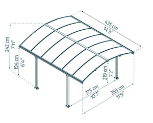 Carport in Alluminio 3.6 X 4.4 m Canopia Arcadia
