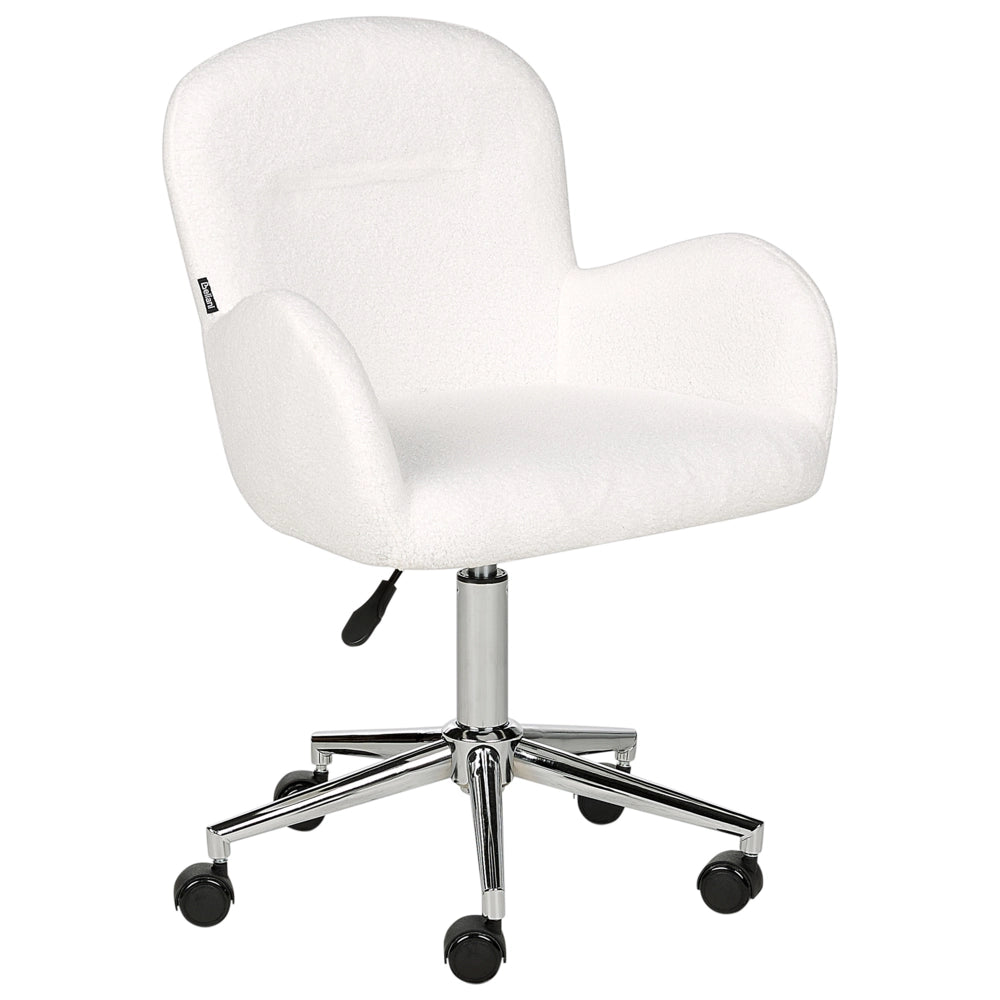 Sedia da ufficio girevole con altezza regolabile in tessuto boucle bianco stile moderno retrò ufficio di casa