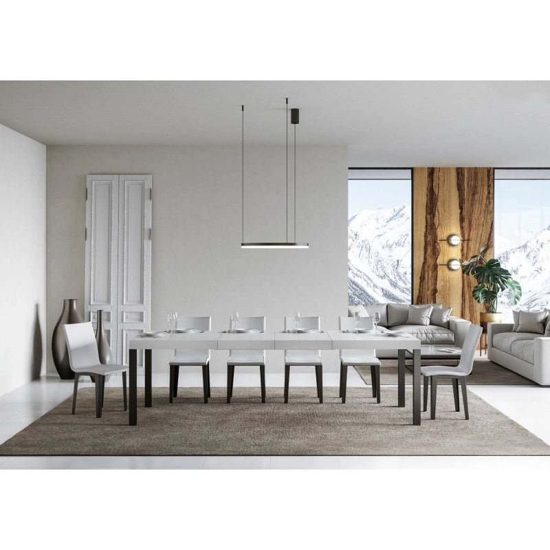Tavolo allungabile 200/304x90 cm Everyday Premium telaio Antracite - Bianco Frassino