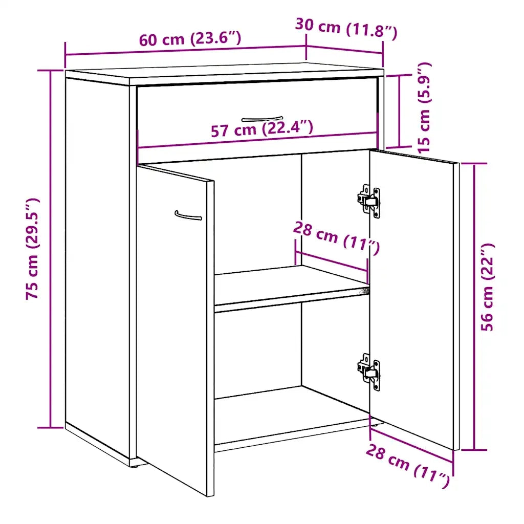 Credenza Rovere Artigianale 60x30x75 cm in Legno Multistrato 855897