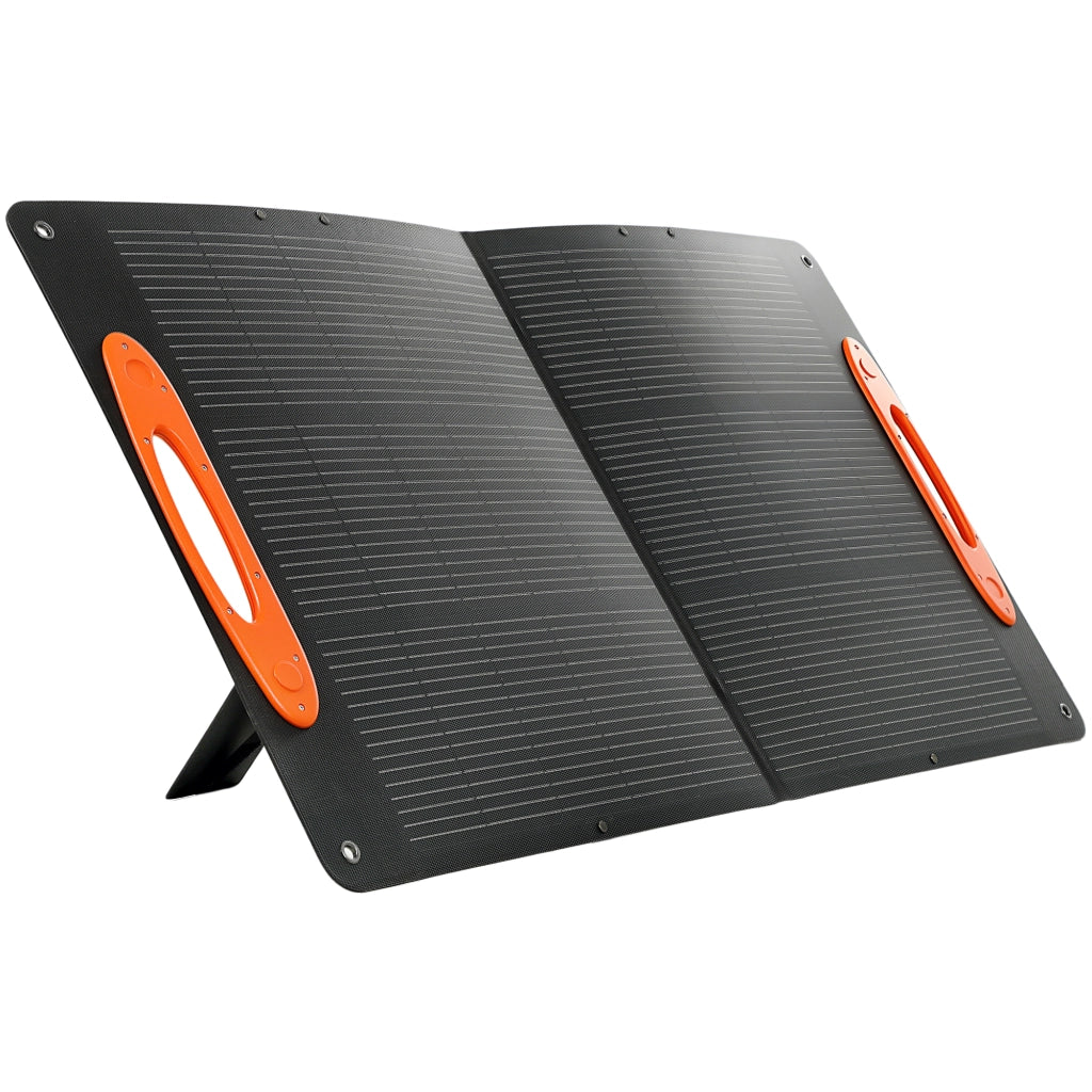 Caricabatteria Solare 100W Pieghevole con Attacco USB-A e USB-C per Ricarica Rapida IP67 Nero