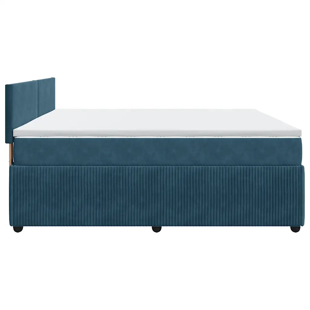 vidaXL Giroletto a Molle con Materasso Blu 200x200 cm in Velluto