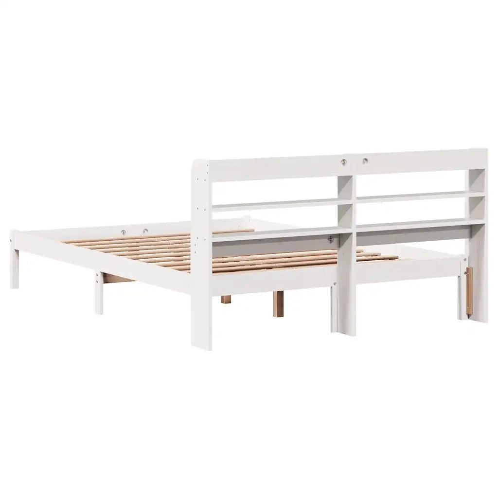 Letto senza Materasso-Struttura Letto Bianco 135x190 cm Legno Massello di Pino 370678