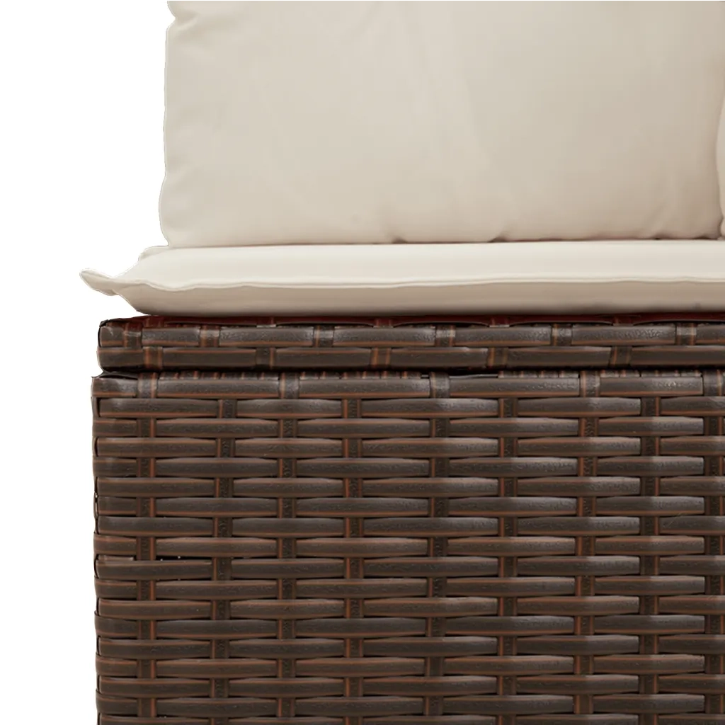 Divano Reclinabile da Giardino con Cuscini-Sofa da Giardino-Divano da esterno Marrone Polyrattan