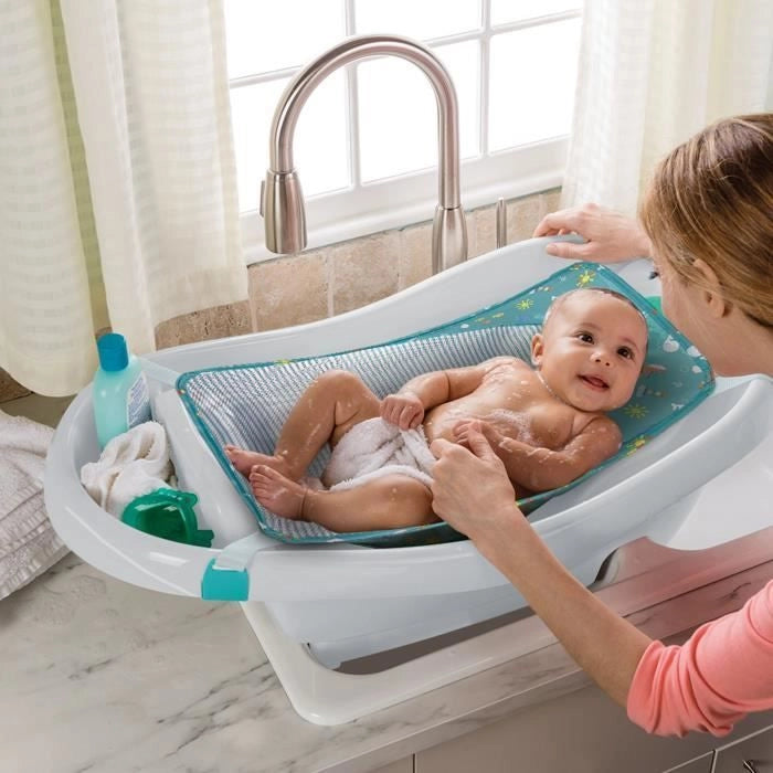 INGENUITY Bagnetto molto confortevole, extra large con marsupio in morbido tessuto, cuscini seduta, ripiano, fino a 24 mesi