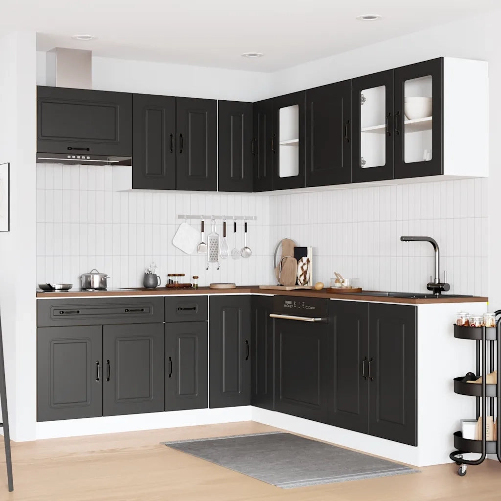 Set Mobili da Cucina 11 pz Kalmar Neri Legno Multistrato 3314912