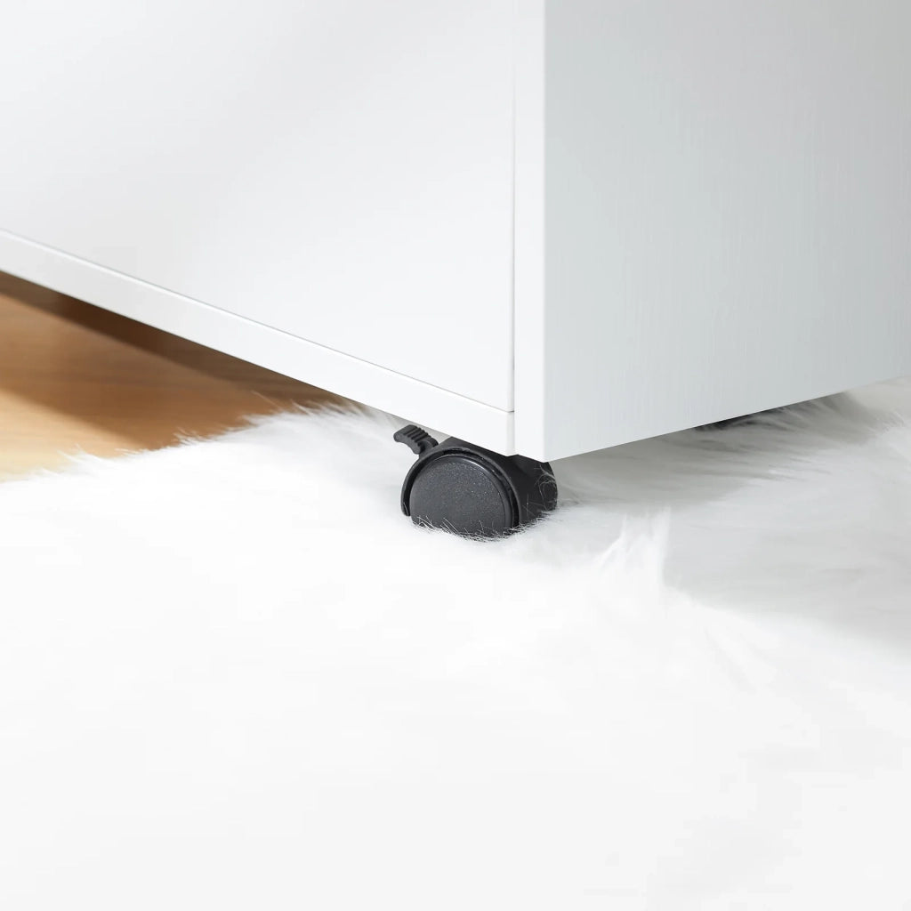 Tavolino con ruote da divano Carrello con 2 cassetti Comodino camera da letto Naturale 50x20x60cm FBT155-WN