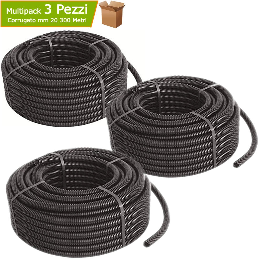 Corrugati tubi flessibili nero diametro mm 20 3 rotoli metri 300