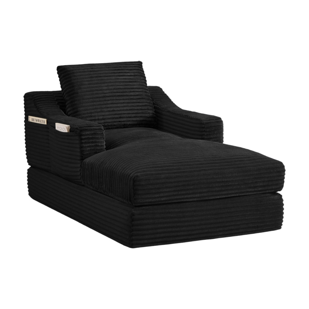 POLTRONA Relax Doppio Strato 32x32x112 cm Velluto a coste Nero trasformabile in letto