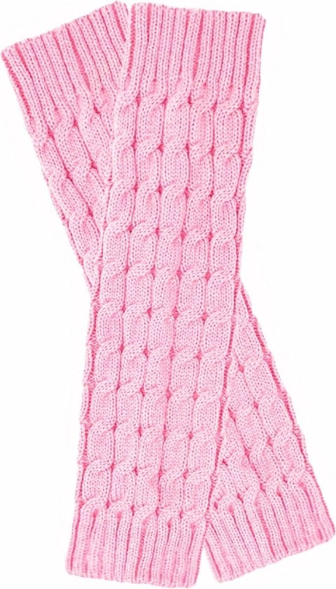 Due pair di calzettoni lunghi per donne - calzettoni per donne e ragazze invernali a maglia - calzettoni moda caldi - calzettoni - calzettoni per gambe - unico taglia che si adatta a tutte - rosa+bianco - 40*8,5cm