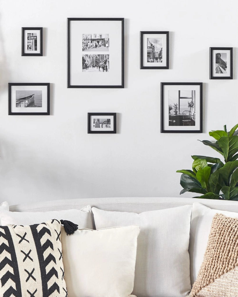 Set di 7 foto incorniciate nere varie misure Modern Passpartout Decorazione da parete Gallery Ganci