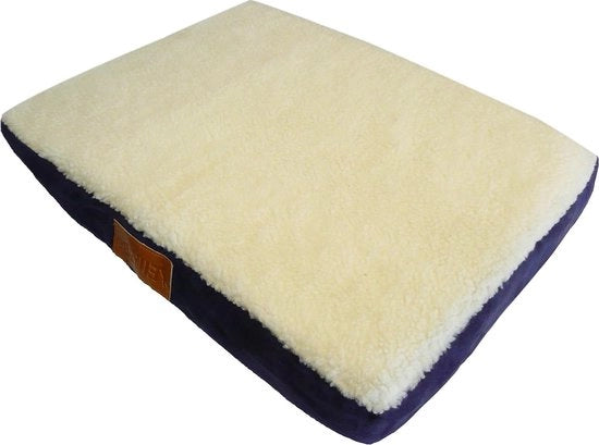 Matrasso per cani morbido e lavabile con pelle imitante lana di pecora XXL - schiuma ortopedica leggera - 122 cm - 117 x 75 x 10 cm - blu/bianco