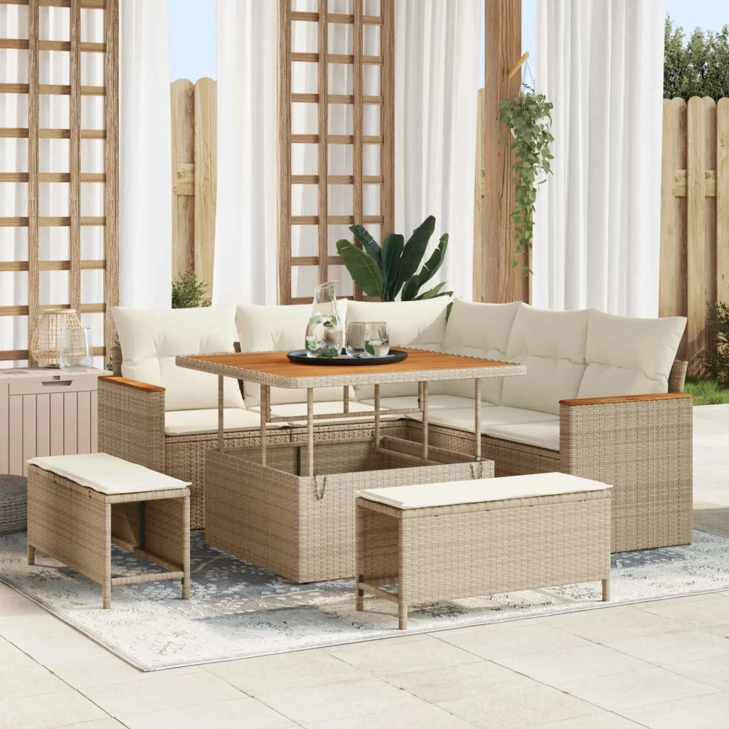 Set Divano da Giardino 8 pcs Beige polyrattan 3362906