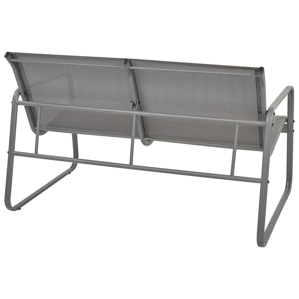 Set di divani da giardino in metallo grigio 4 posti con tavolo stile moderno