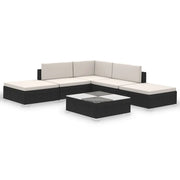 Set Divani da Giardino 6 pz | Set Salotto da Giardino con Cuscini in Polyrattan Nero