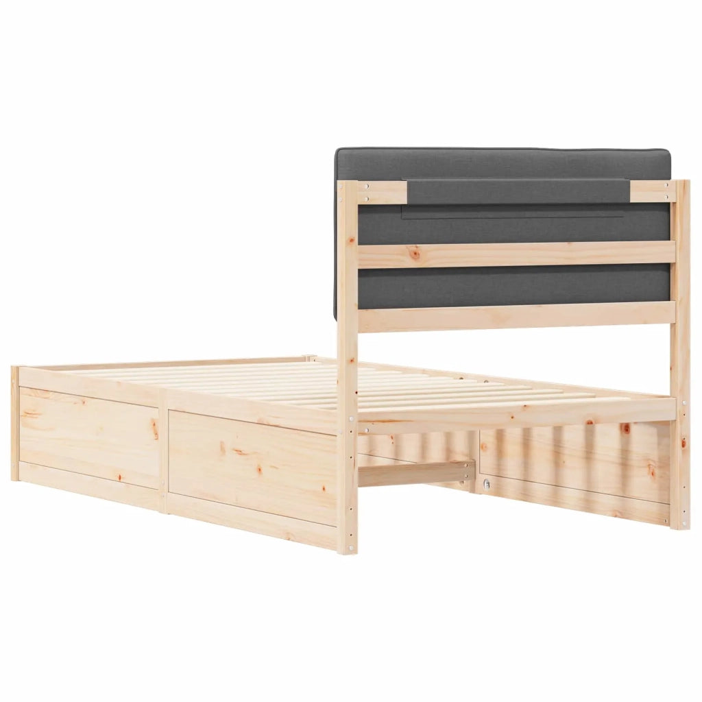 Letto con Testiera Rivestita Grigio scuro 100 x 200 cm