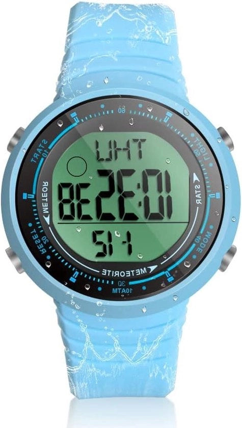 Orologio sportivo digitale per ragazzi e ragazze - Nuoto e immersione - Impermeabile 100 m - Con sveglia, cronografo, timer - Timer a conto alla rovescia - Fuso orario doppio - Formato 12 o 24 ore - Cinturino in silicone
