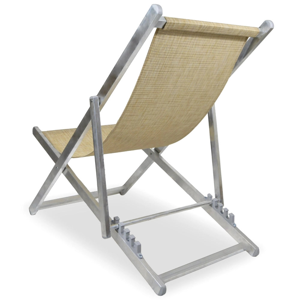 Sedia a Sdraio Alex in alluminio e textilene colore beige pieghevole da esterno