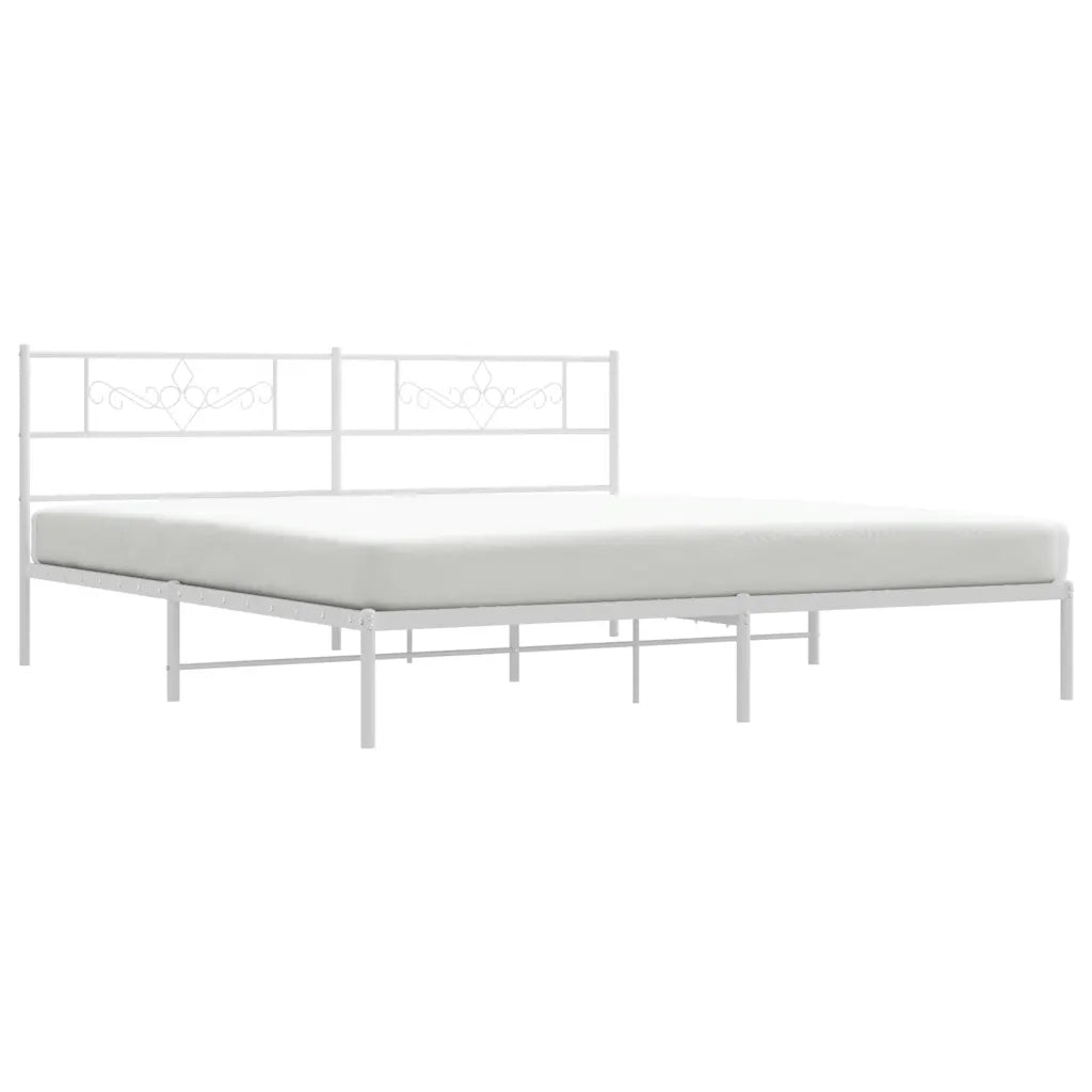 Giroletto con Testiera-Struttura Letto con testiera Metallo Bianco 193x203 cm 201923