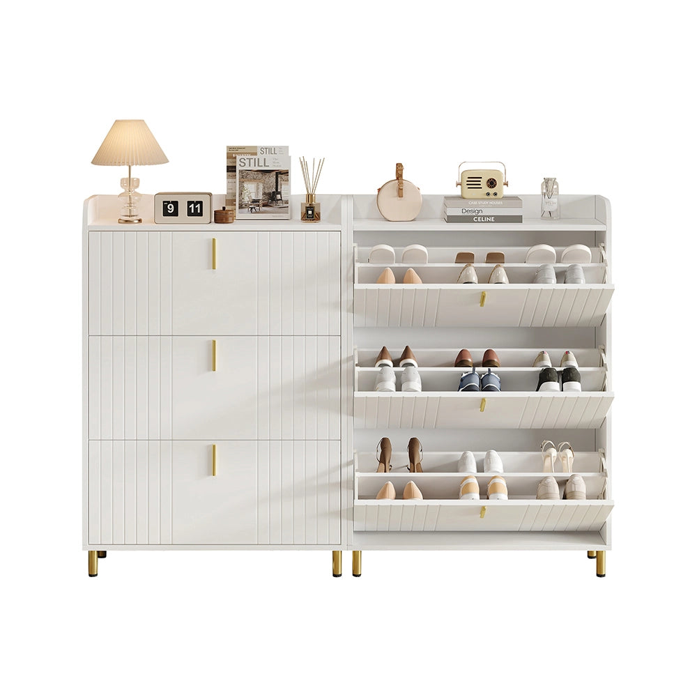 Armadio per scarpe con 3 ante - Xylo - 80x23,5x123,5 cm - Bianco - Regolabile, antiribaltamento