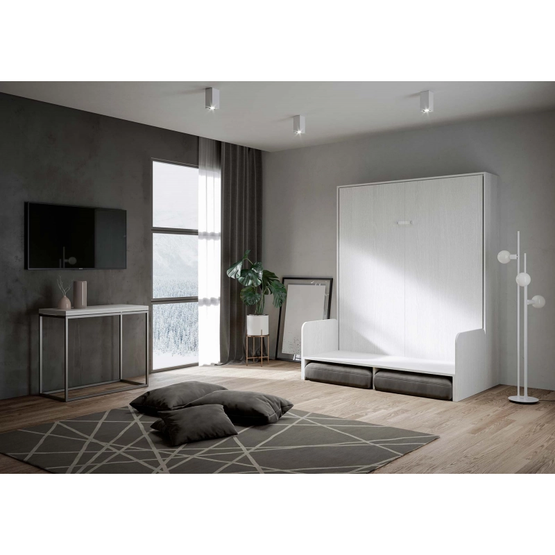Letto a scomparsa 160 verticale Kentaro Sofà - ALESSIA 20 - Bianco Frassino