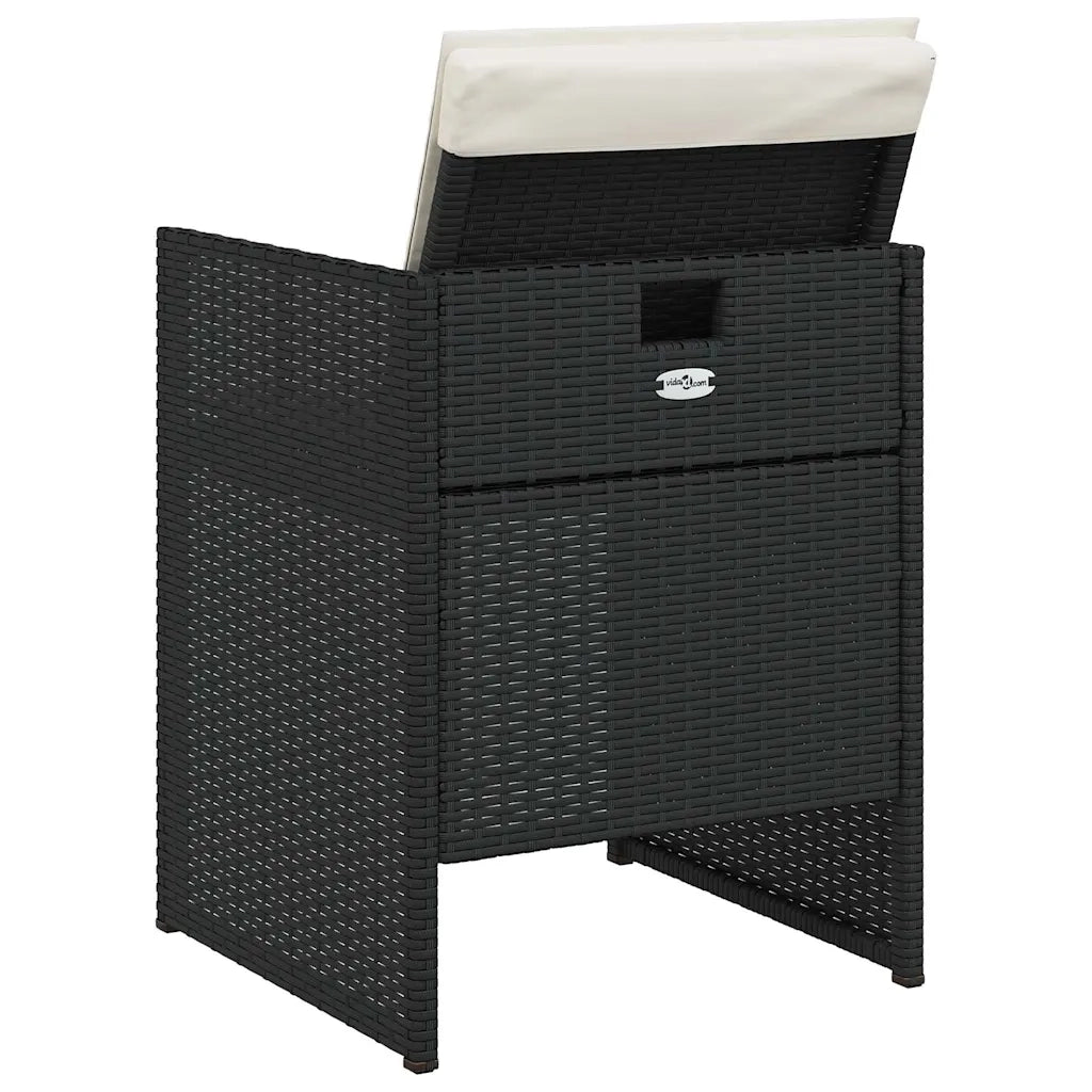 Set da Pranzo da Giardino 5 pz | Set Salotto da Giardino Nero con Cuscini in Polyrattan