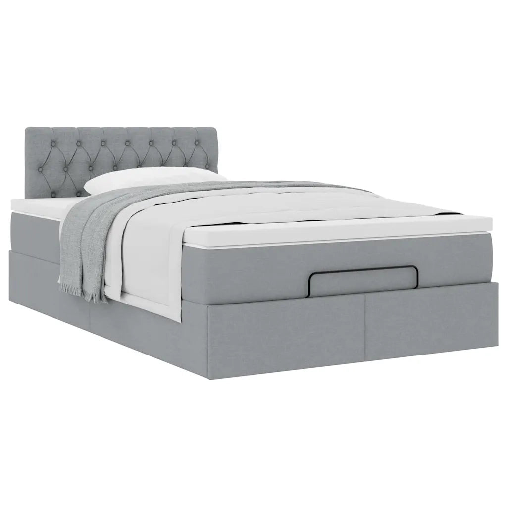 Pouf Letto con Materasso Grigio Chiaro 120x190 cm in Tessuto 3311525