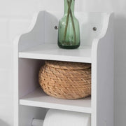Toiletrolholder indipendente, bianco, per bagno, contenitore per igienico. Dimensioni (l x a x p): circa 20 x 100 x 18 cm.