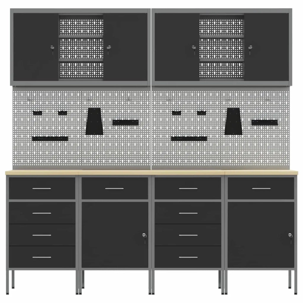 Mobile da lavoro 10 pcs Nero Legno ingegnerizzato e acciaio 3321490