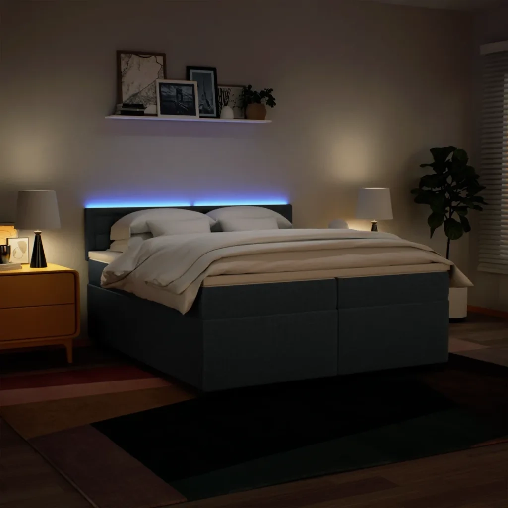 Giroletto a Molle con Materasso Blu 200x200 cm in Tessuto 3288315