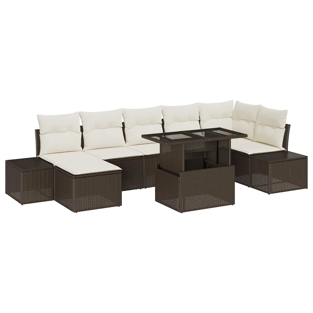 Set Divano da Giardino 8 pcs Marrone Poly Rattan 3357961