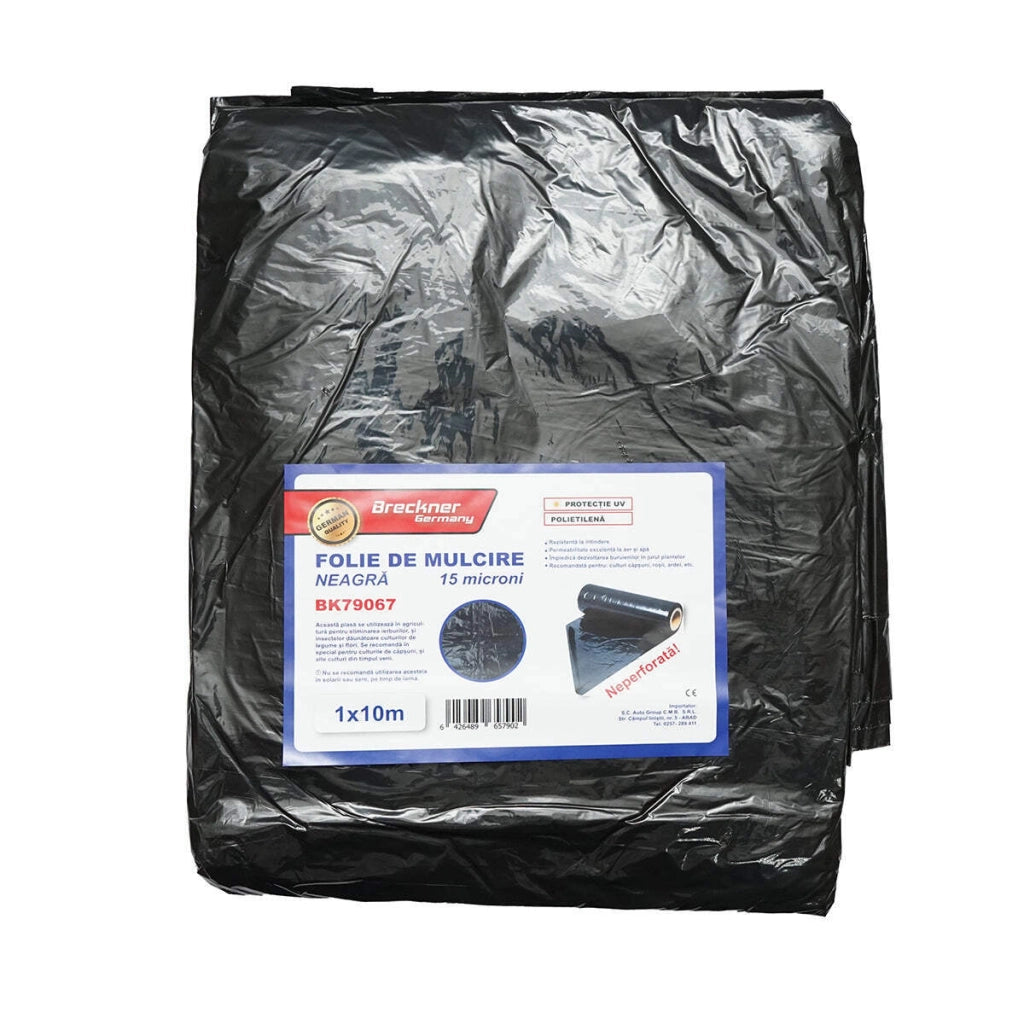 Set 10 pezzi di foglio per pacciamatura, anti-erbacce 1x10m, 15 microni, nero non perforato, protezione UV Breckner Germany