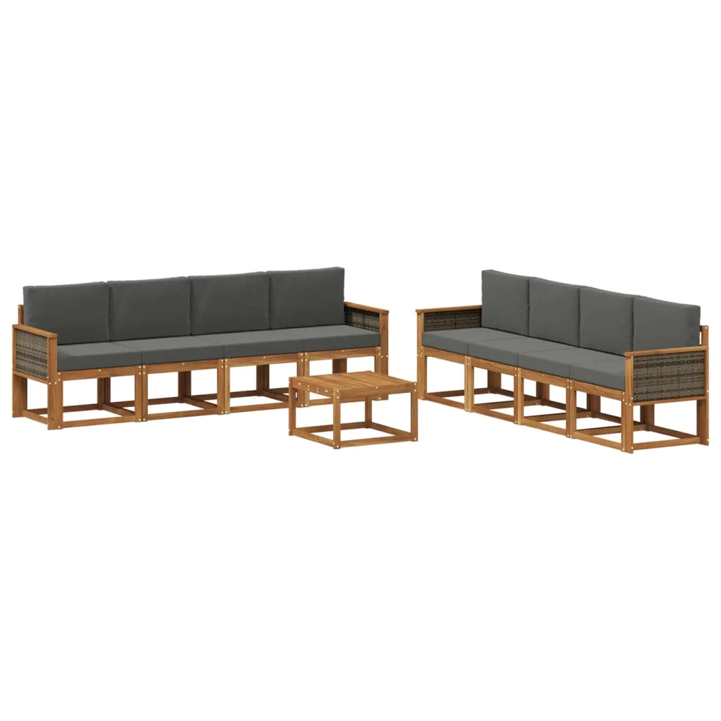 Set di divani da esterno con cuscino 7 pcs Naturale e Antracite 3385088