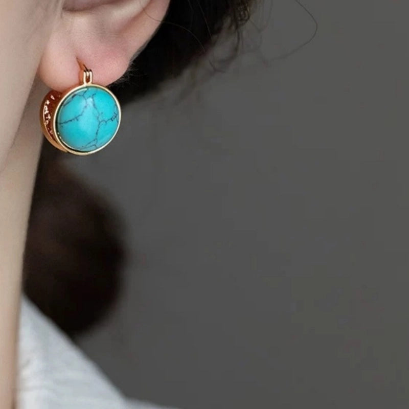 Orecchini vintage da donna a doppia faccia, rotondi e turchesi, dal design di nicchia, a clip o a lobo, eleganti e sofisticati.