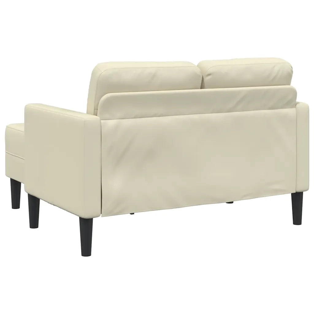 Divano 2 Posti con Chaise longue a L-Sofa 2 Posti con Chaise Crema 125 cm in Similpelle