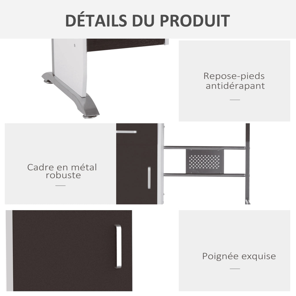 Scrivania per computer ¨C zephmum ¨C 100x52x75 cm marrone nero bianco