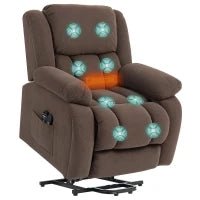 Poltrona relax alzapersona elettrica con funzione massaggio e riscaldamento, 93 x 104 x 100 cm, Marrone