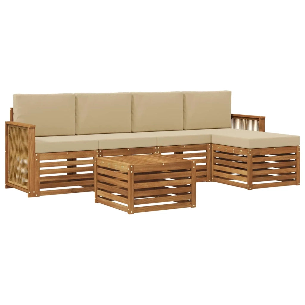 Set di divani da esterno con cuscino 6 pcs Naturale e Beige 3384269