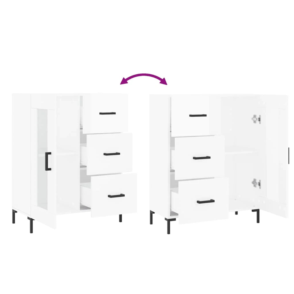 Buffet credenza cassettiera mobiletto mobile contenitore organizer per cucina soggiorno finitura lucida 69,5 x 34 x 90 cm legno ingegnerizzato bianco 02_0030694