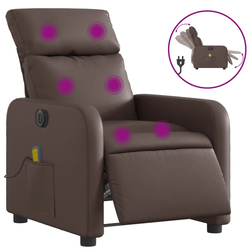 Poltrona Massaggiante | Sedia Relax Elettrica Marrone in Similpelle